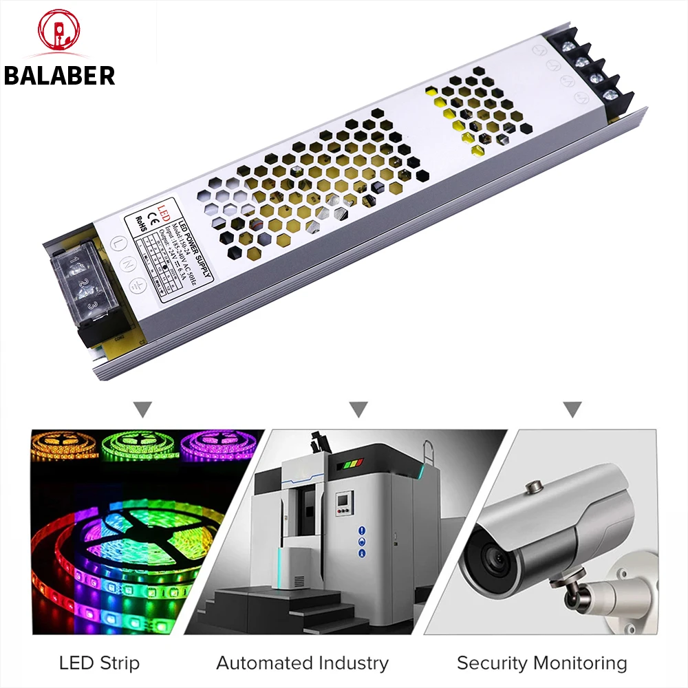 

DC12V 24V LED Power Adapter AC190V-240V Ultra-Thin Quiet to Transformer Driver for LED COB WS2811 2812 2812 2815 2814 LED Light