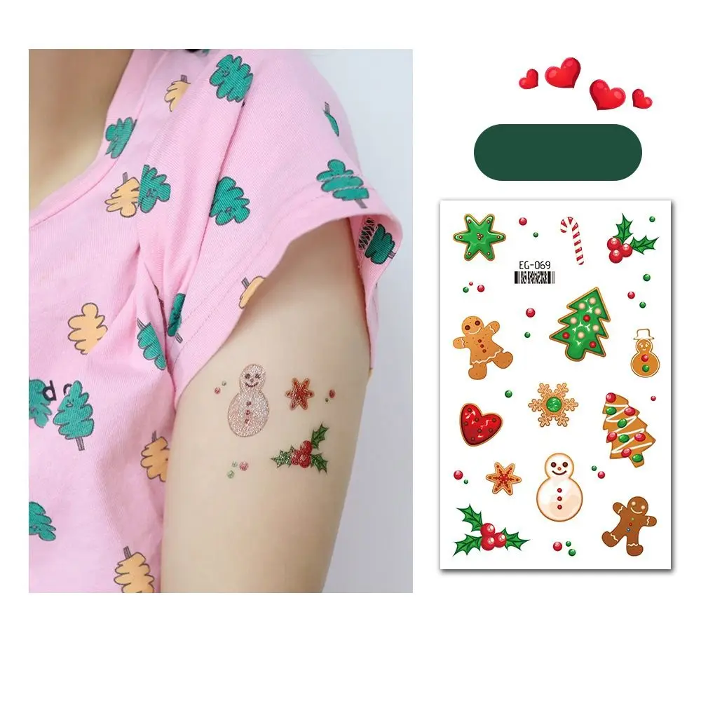 Papai noel à prova dwaterproof água tatuagem temporária adesivo de longa duração dos desenhos animados adesivos de natal bonito descartável festival tatuagem crianças