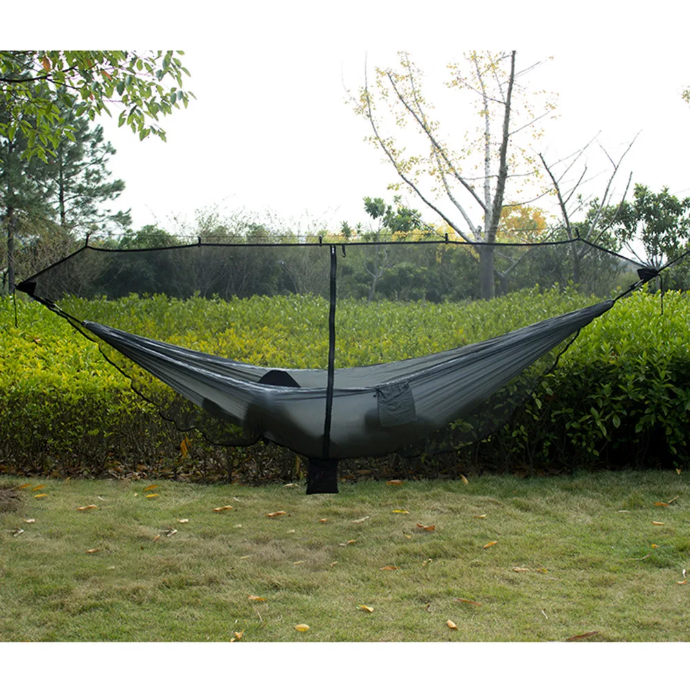 Filet de hamac de Camping noir, léger, installation rapide, maille en Polyester exclusive, Protection 360, filet confortable pour Ventilation