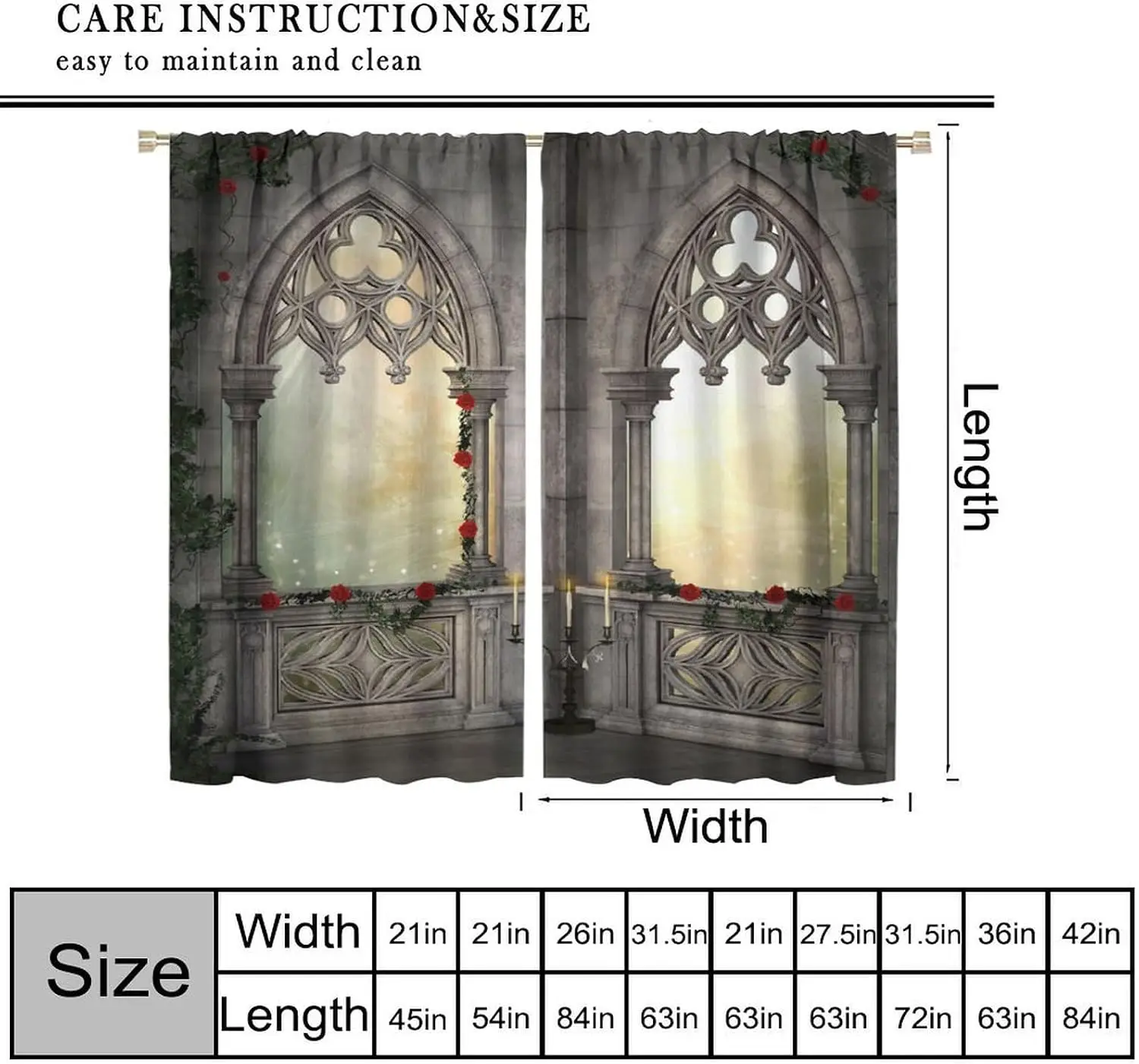 Gothic Arch Window Curtain Panels Polyester Indoor Curtains Bohemian Romantic European Style Home Decor Drapes