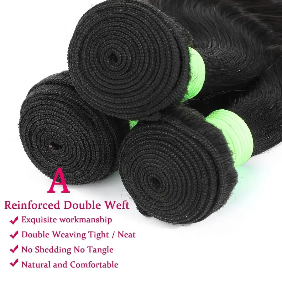 Rambut Bundel Body Wave Rambut Asli Manusia 16 18 20 Inch Grade 12A 100% Rambut Virgin Brasil Tanpa Proses Body Wave Paket 3 Bundel