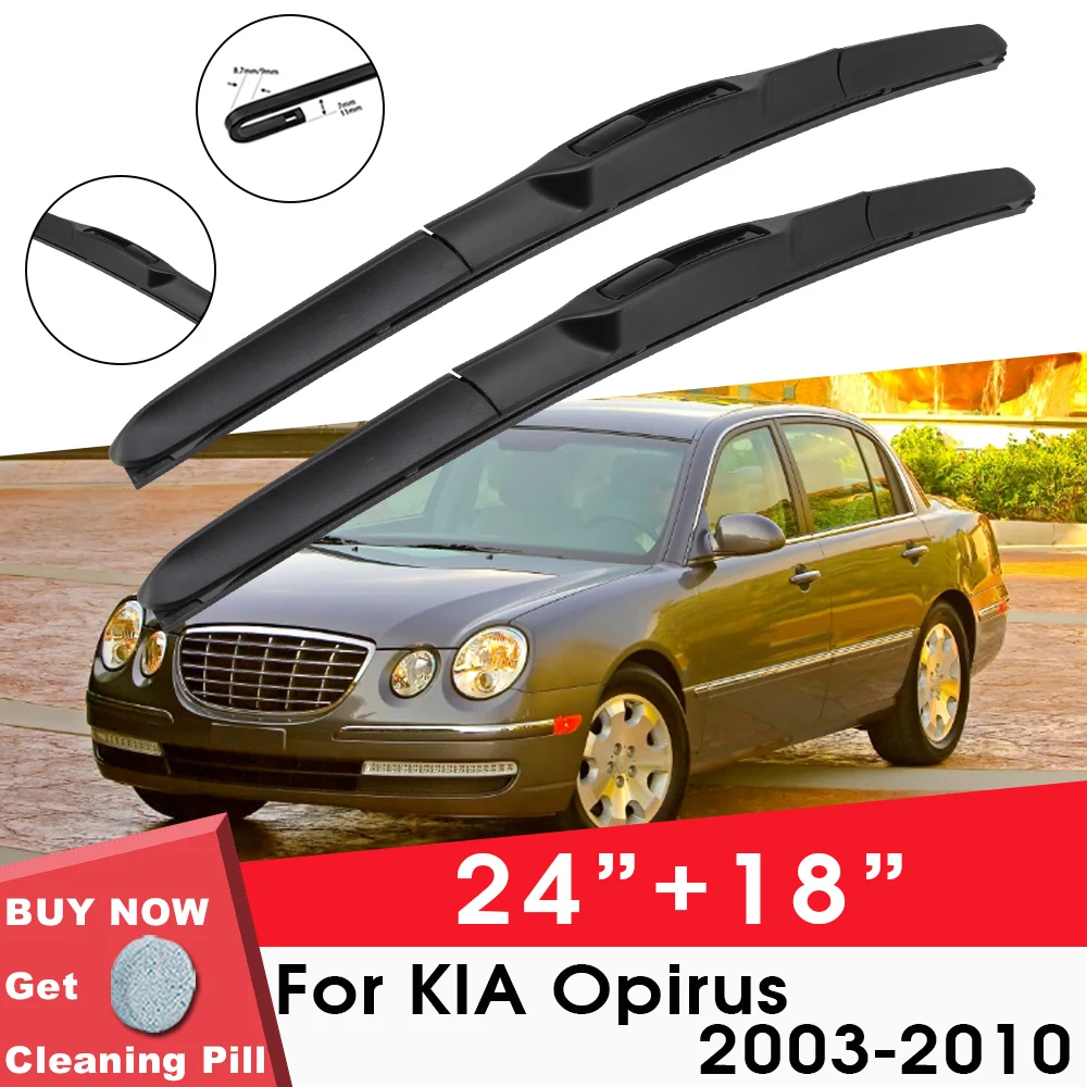 Limpiaparabrisas de goma para ventana delantera de coche, accesorio de repuesto de silicona para KIA Opirus 2003-2010 LHD RHD 24 "+ 18"