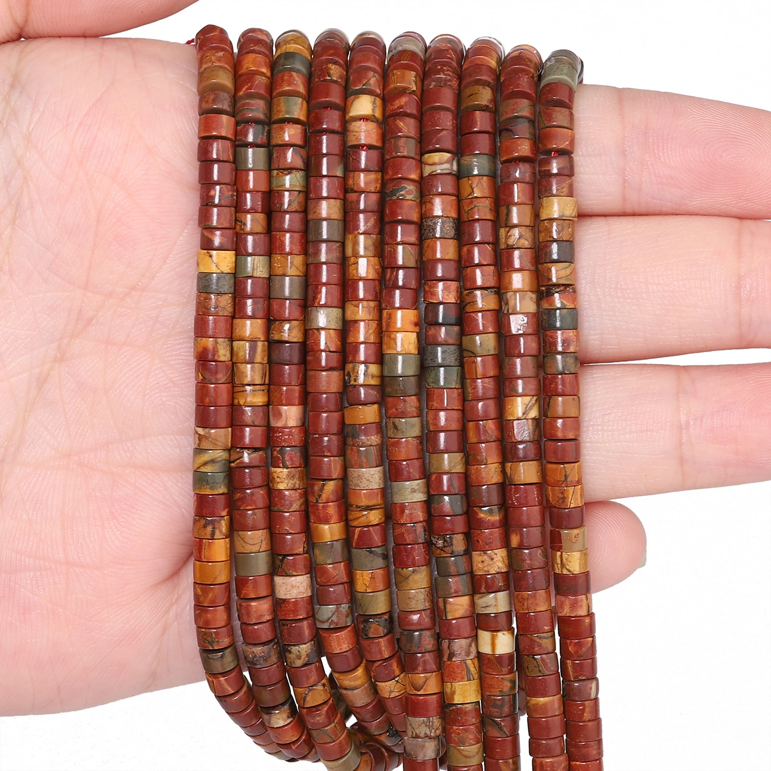 4x2mm Rondelle Picasso Jasper Beads Natural Stone Column Spacer Beads For Jewelry Making Supplies DIY Bracelets Accessories 15''