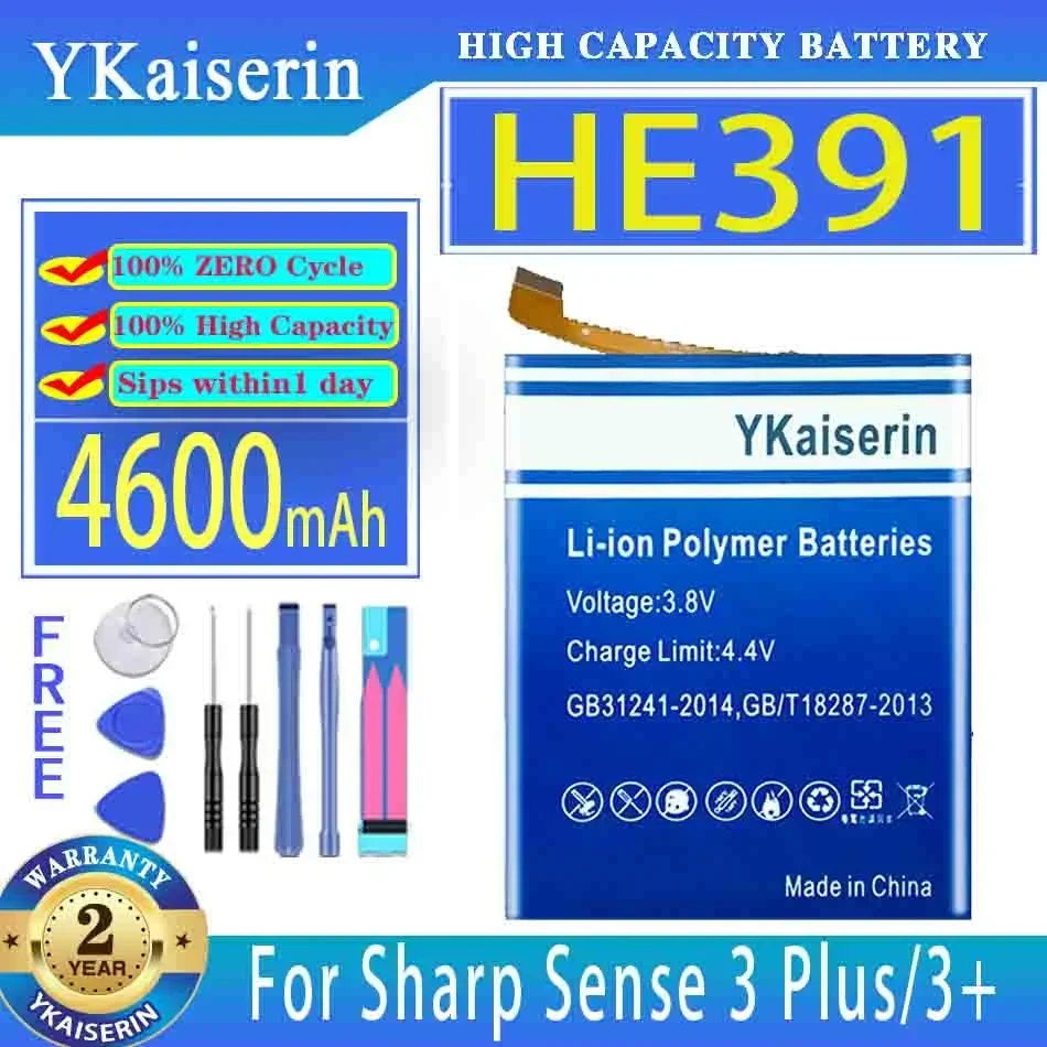 YKaiserin 4600mAh Replacement Battery HE391 For Sharp Sense 3 Plus/3+ Sense3 Plus 3Plus Mobile Phone Batteries