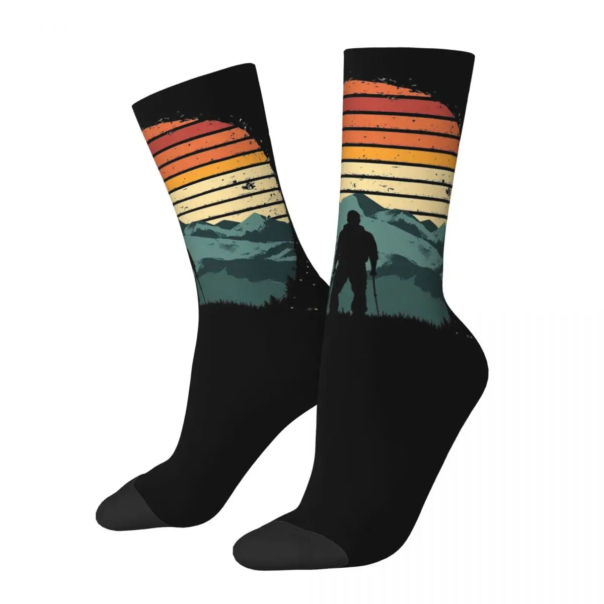 Vibrant Sun, Forest, Mountains, And Outdoor Adventure Socks Harajuku High Quality Stockings All Season Long Socks for Man Woman