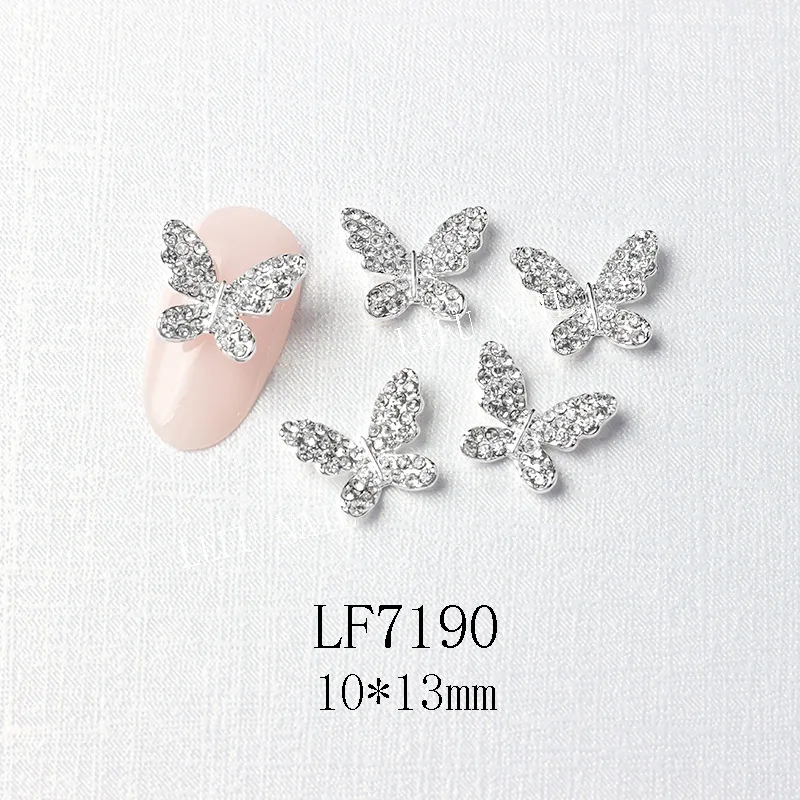 10Pcs Gold/Silber Multi-Designs Nail art Schmuck Charms Weiß/AB Kristall Strass 3D Schmetterling Geformt legierung Nagel Zubehör – Detail 31