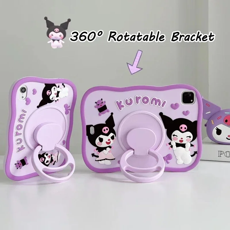 

Чехлы для планшетов Ipad 2025 11th A16 Kawaii Kuromi Мягкий силиконовый чехол для Air4 5 10,9 дюймов 10 поколения Pro 11 дюймов Защитный чехол