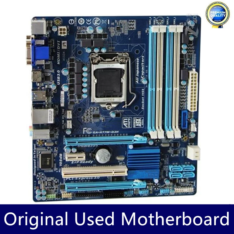 Used ForGA-H77M-D3H H77M-D3H Desktop Motherboard H77 LGA 1155 i3 i5 i7 DDR3 32G SATA3 USB3.0 M-ATX