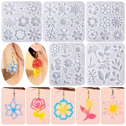 Silicone Flower Brinco Mold Set, DIY Fazer Jóias, Fundição de Resina Epóxi, Dangle Brinco Mold, Crystal Drop Mold, Pingente Bonito