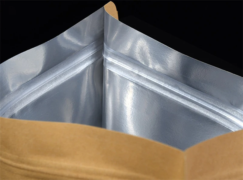 Kraftpapier mit flachem Boden, Aluminiumfolie im Inneren, Reißverschluss, Heißsiegel-Verpackungsbeutel, Lebensmittel, Kaffeebohnen, Snacks, Geschenkverpackungsbeutel – Detail 13