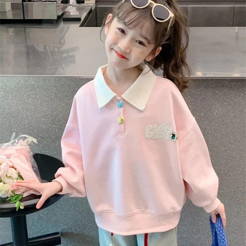 Sweatshirts Girls Hoodies Cotton Tops Overcoat Outwear 2025 Lapel Spring Autumn Windproof Kids Christmas Gift Children's Clothin