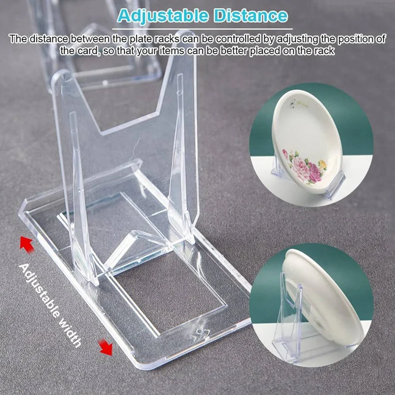 40 Pcs Display Stand, Acrylic Plate Stands Adjustable Sliding Clear Display Stand Easel Two Part For Plates,Books