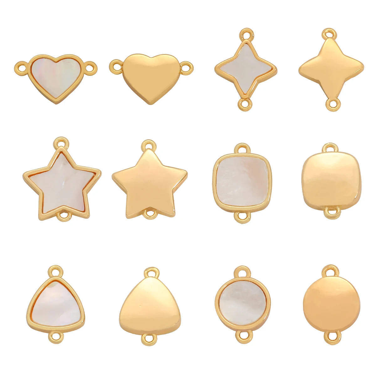 18K Gold Plated 1Pc Butterfly/Moon/Star/Heart Geometric 2-Holes Connectors Copper Charms DIY Necklace Bracelet Pendant Findings