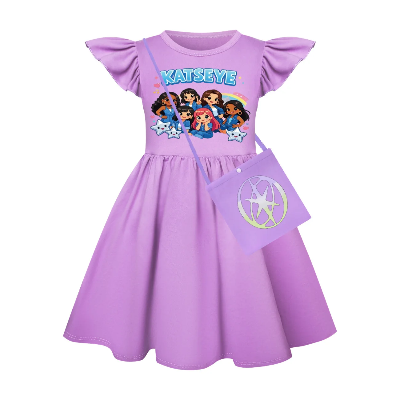 Hot Katseye Funny Print Summe Girls Princess Dress for Children Birthday Party Christmas Halloween Costume Vestidos