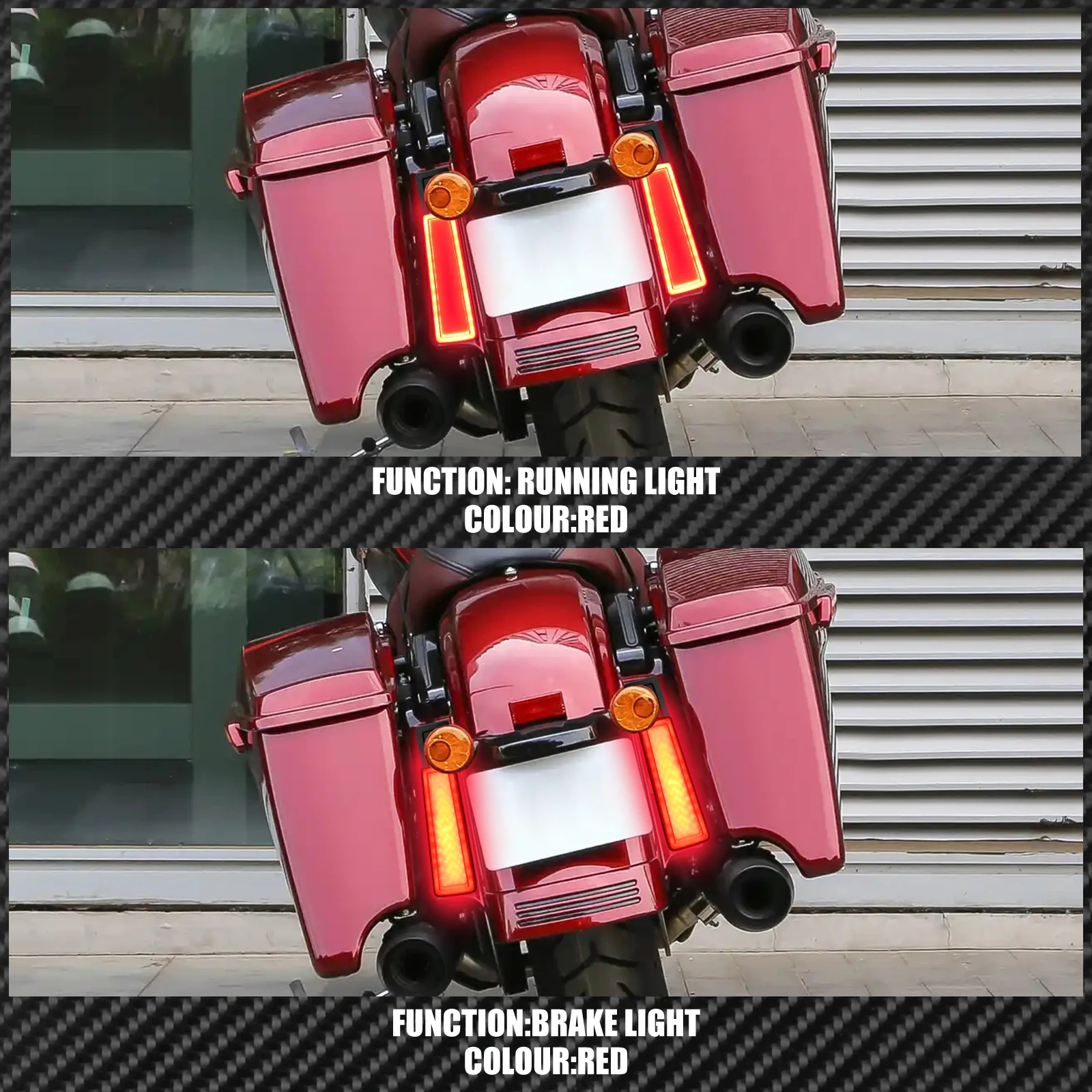 LED Motorcycle Saddlebag Rear Fender Brake Running Lamp Filler Panel Side Light For Harley Touring Street Glide Road King 14-23