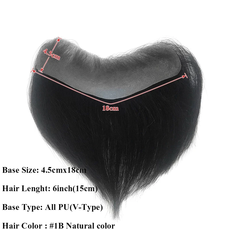 Natural Men Hairline Toupee V-Shape Wigs For Men 100%  Human Hair Capillary Prosthesis Skin Mens Hairpieces Frontal Hair Topper