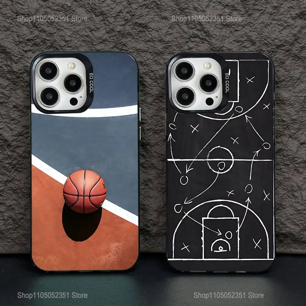 

Basketball Court Phone Case For iPhone 16,15,14,13,12,11,Pro,XS,Max,Plus,Mini,SE Black Candy Matte Shockproof Cover