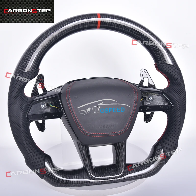 For Audi S7 2020 A6L C8 Carbon Fiber Steering Wheel Leather Sports Custom Cars Accessories