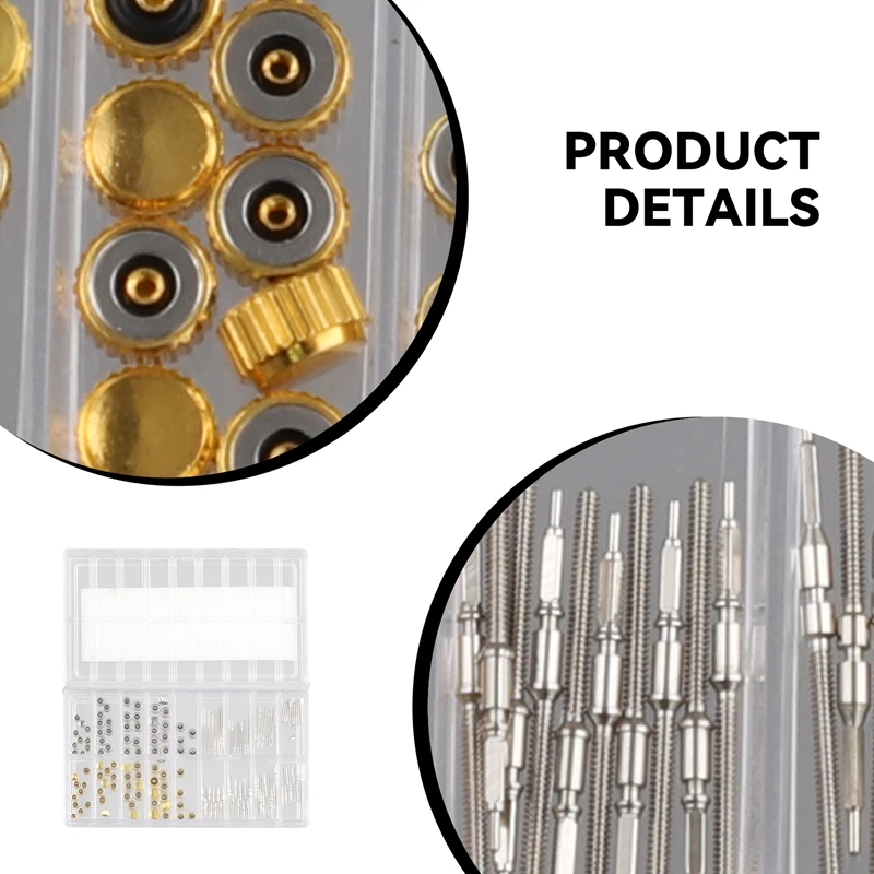 Kit di riparazione dell'orologio, corona dell'orologio, corona dell'estensore dello stelo dell'orologio Accessorio per la riparazione Kit di strumenti di ricambio con scatola-WMAN