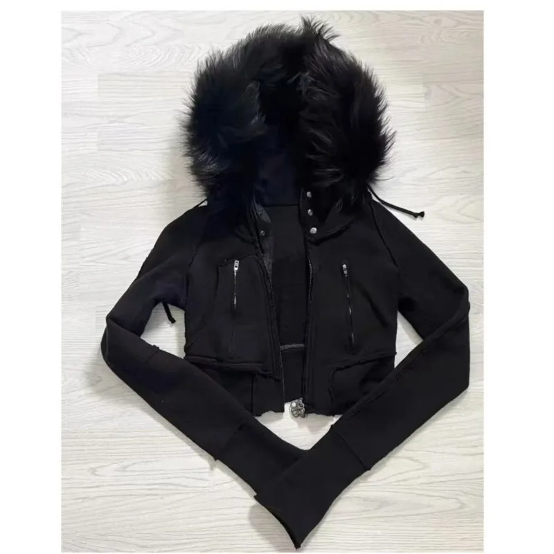 

Y2K черные винтажные дизайнерские толстовки с длинными рукавами американская субкультура толстовка на молнии пальто женские короткие топы в стиле панк Harajuku