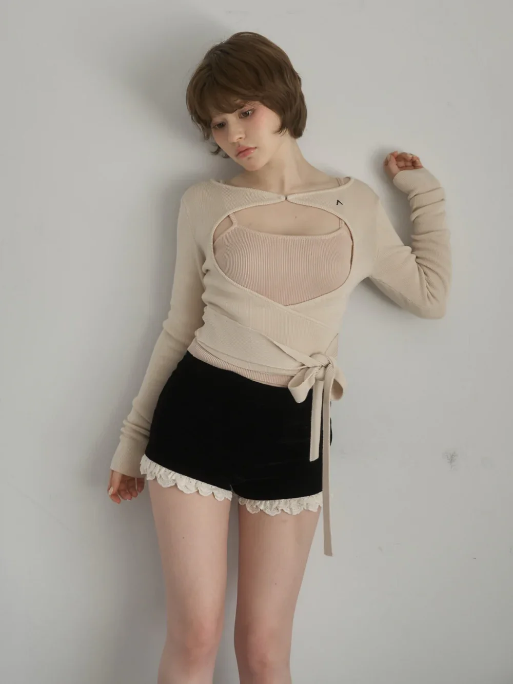 Spring and Summer New Japanese Sweet High-waisted Lace Splicing Shorts Women's Fashion Pure Desire Elegant Spice Girls Shorts