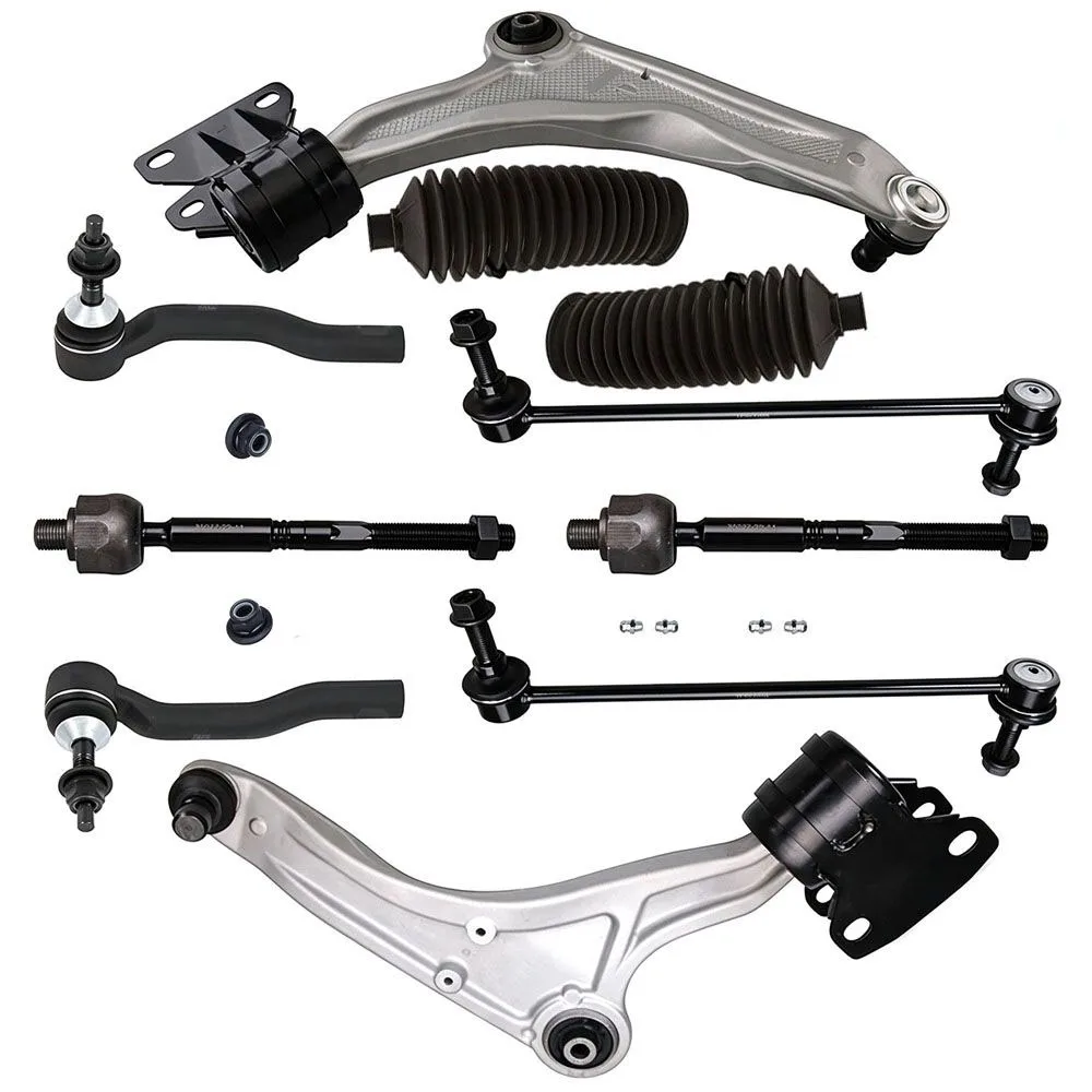 10PCS Chassis Parts Front Lower Control Arms Sway Bars Tie Rod w/Ball Joints Suspension Kit Fit YMCC For Ford Fusion Lincoln MKZ