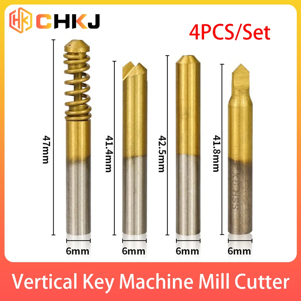 CHKJ 4pcs/Set Vertical Key Machine Mill Cutter for Special Keys Locksmith Tools Dimple Key Cutting Tools Key Machine Spare Parts