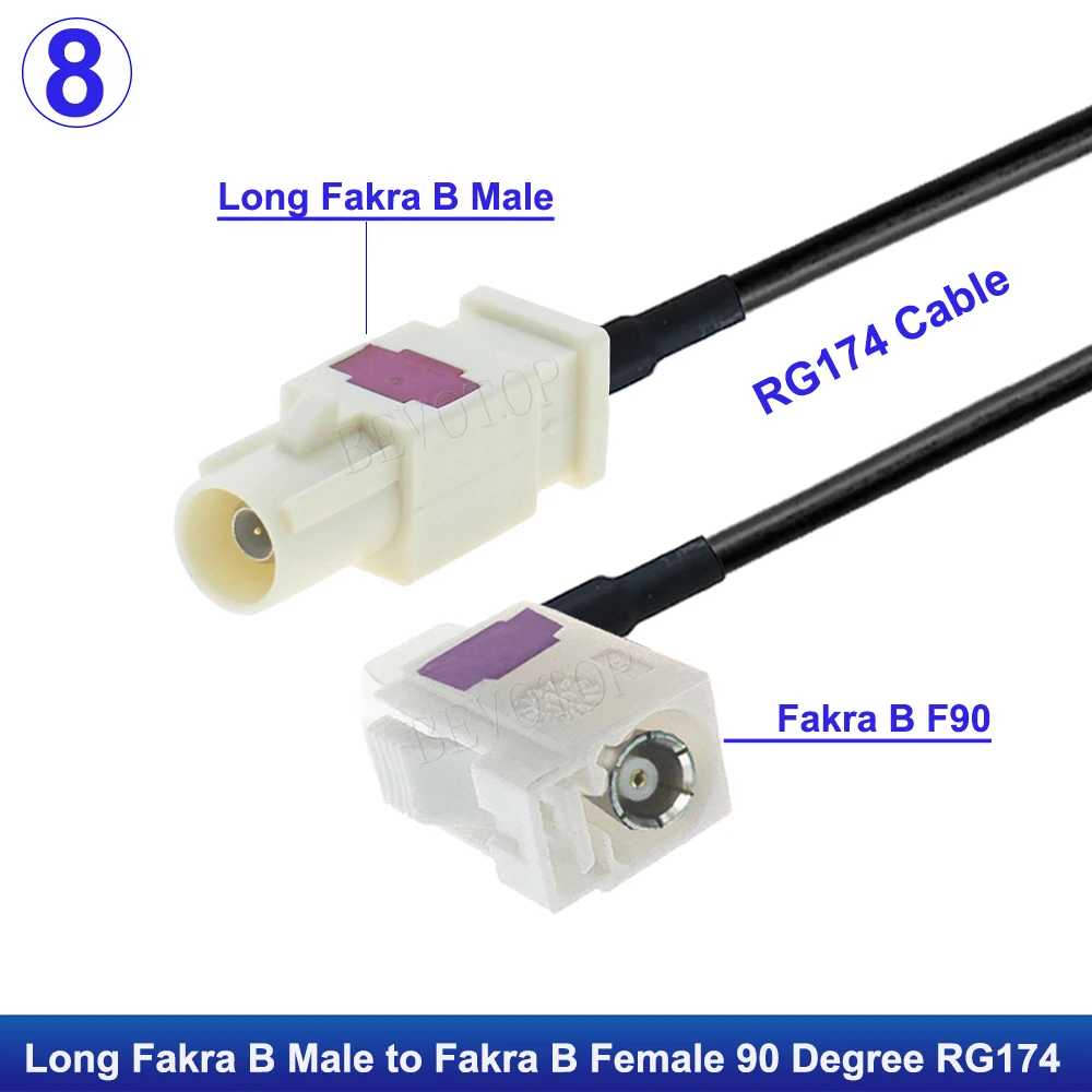 Weißes Fakra B RAL 9001 männlich weiblich RG174 Kabel Radioantenne Verlängerungskabel RF Koaxial Pigtail für Phantomradio mit Versorgung