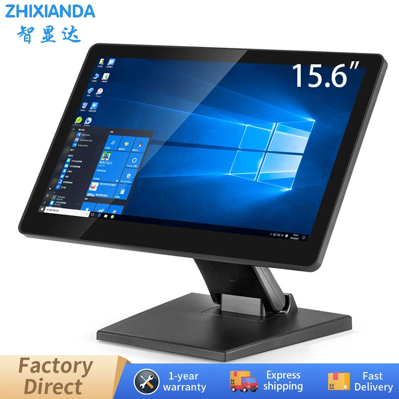 15.6 Inch Capacitive Touch Monitor Industrial LCD Display HDMI VGA USB Interface For Restaurant Koisk POS System Terminal