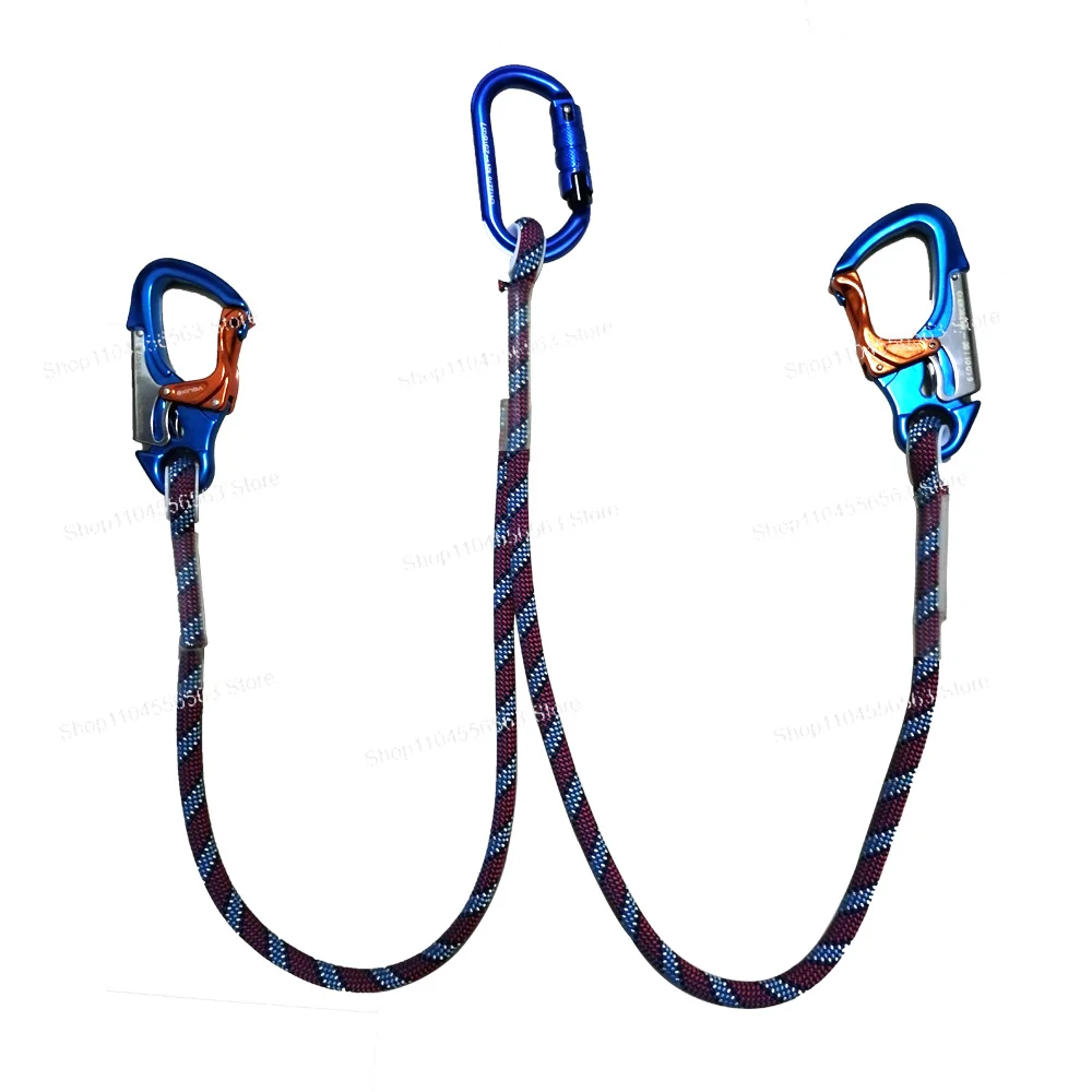 

22kN Via Ferrata Lanyard with Woven Prusik Loop & 30kN Carabiner, Eye-to-Eye Sewn for Mountaineering Climbing Safety