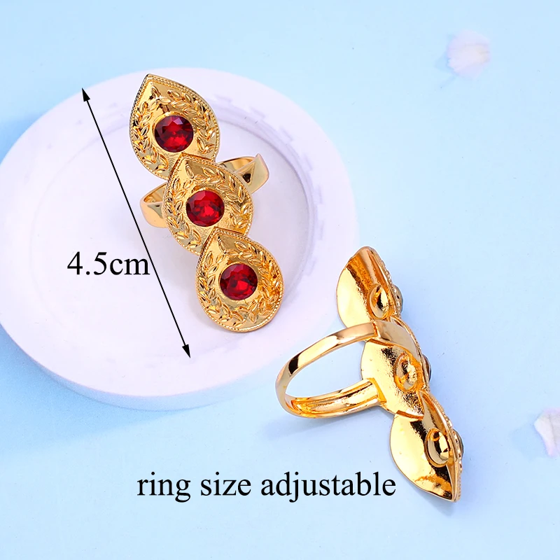 Adjustable Size Gold Plated Joint Rings for For Women Middle East Wedding Jewelry Ethnic Couple Rings Bague Femme