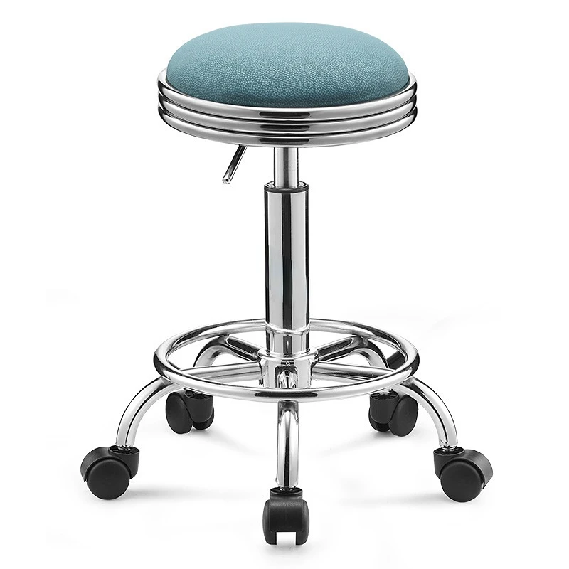 Beauty Salon Iron Art Barber Chairs Nordic Wheeled Hairdressing Chair High Stool Home Salon Furniture Round Movable Swivel Chair