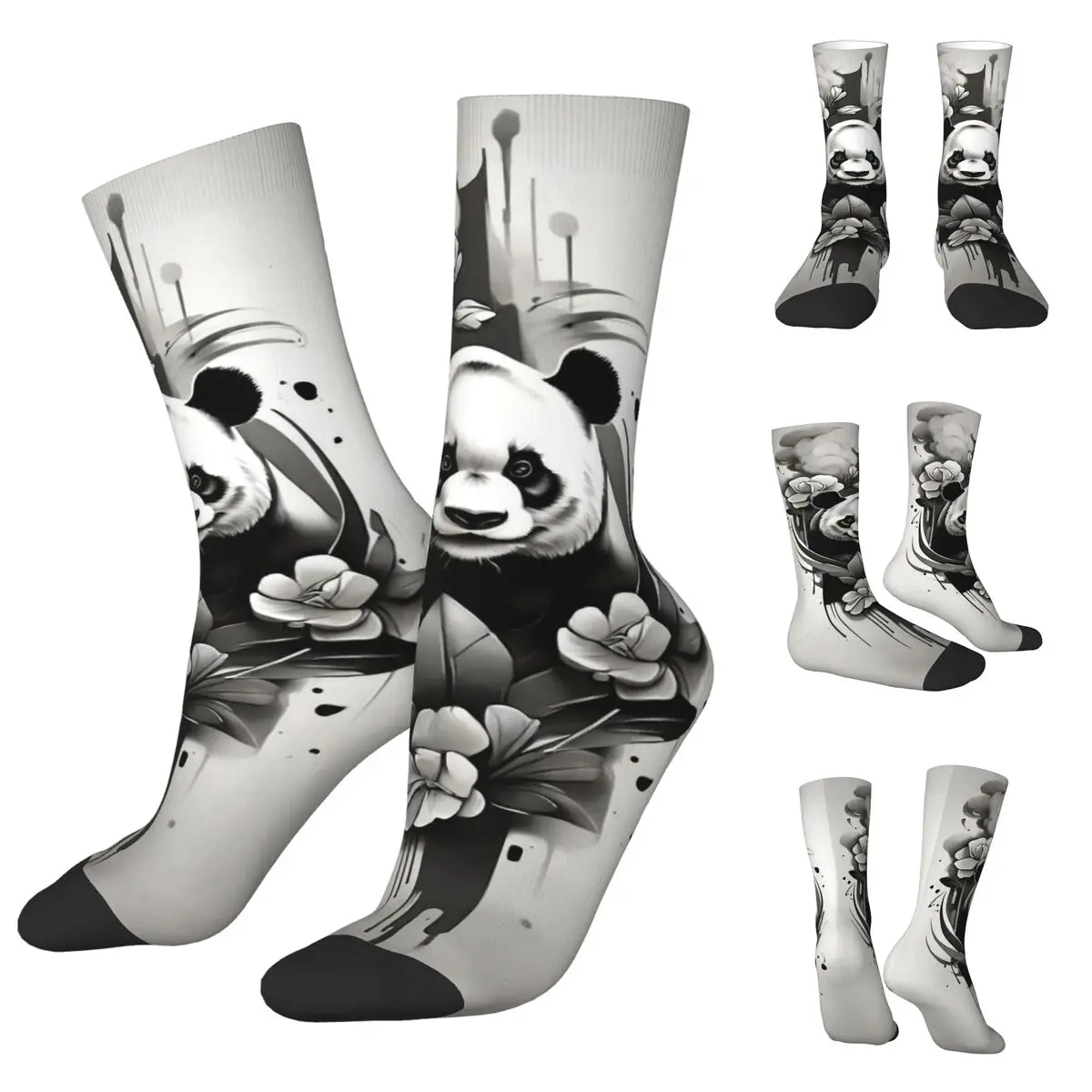 Kaus kaki Unisex motif hewan, singa, harimau, gorila, kaus kaki lari motif 3D, kaus kaki gaya jalanan