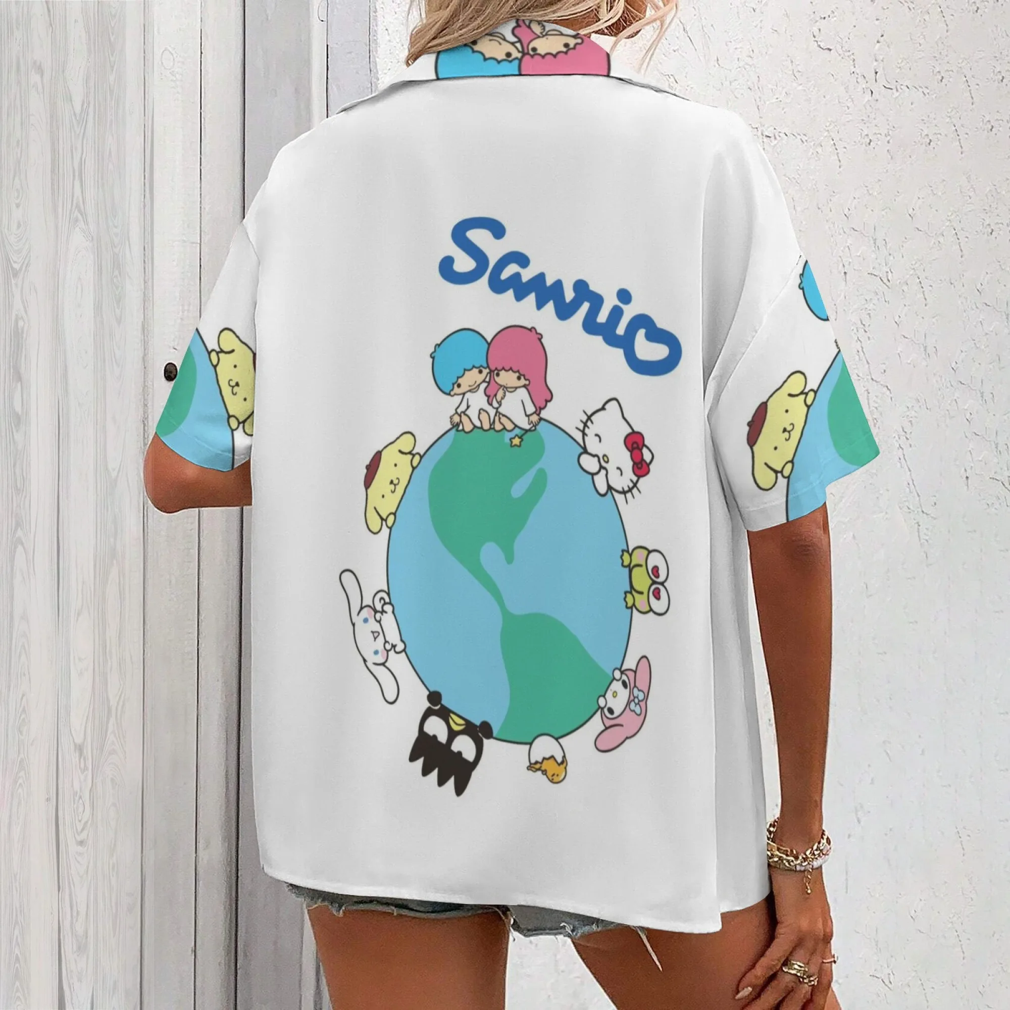 ผู้หญิง Y2k เสื้อผู้หญิง Hello Kitty T เสื้อสติกเกอร์เสื้อผ้าหญิงแขนสั้นเสื้อยืดขนาดใหญ่เสื้อยืดผู้หญิง