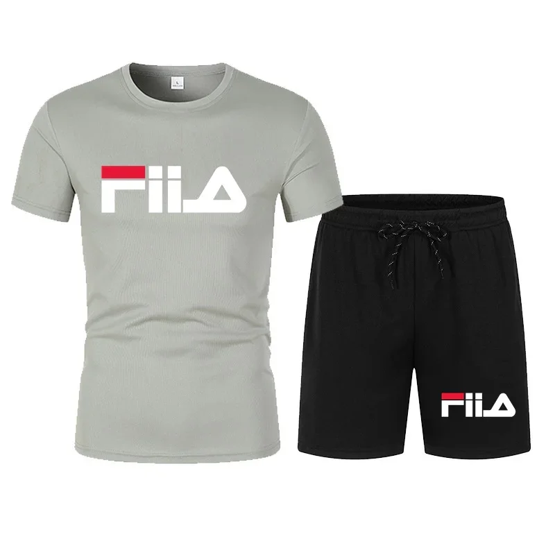 

2026 Men's short sleeved set casual modern men's quick drying summer sports set breathable mesh short sleeved T-shirt shorts set