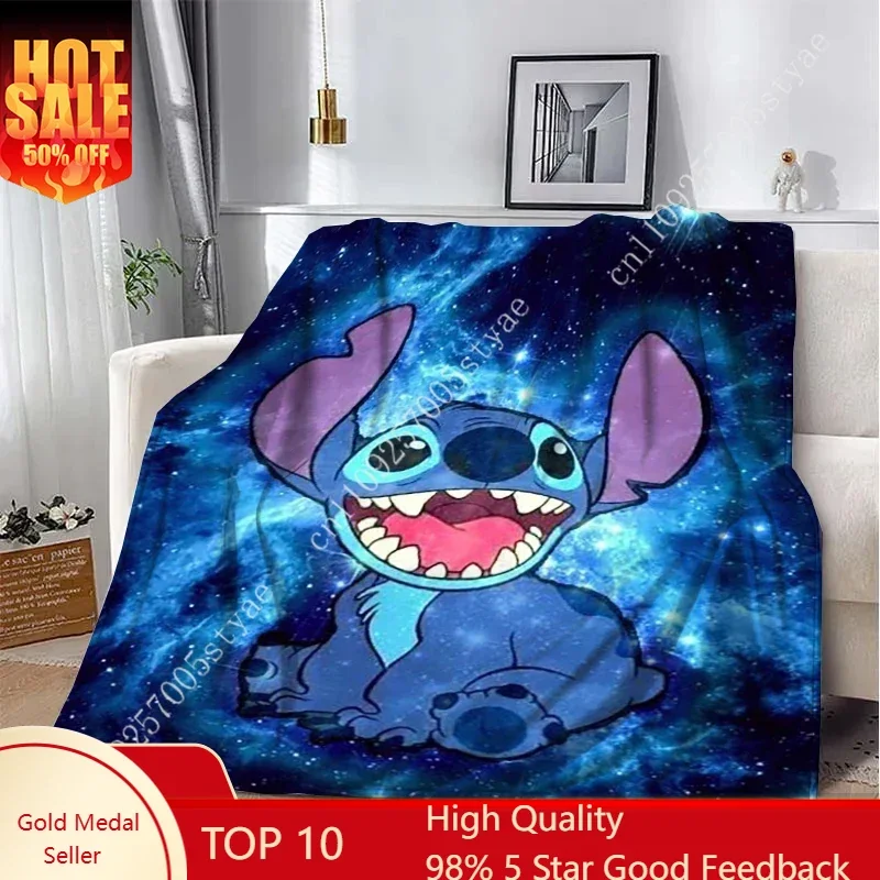 

Stitch Blankets Disney Cartoon Plush Blanket Soft Indoor Decoration Child Holiday Party Boy Girl Gifts Warm Custom Quilt