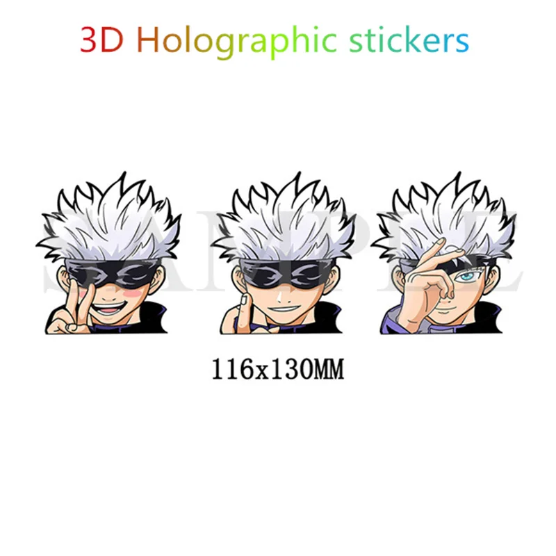 1PCS 3D Holographic Sticker Jujutsu Kaisen Gojo Satoru Itadori Yuji Dynamic Magic Creative Waterproof Car Sticker Notebook