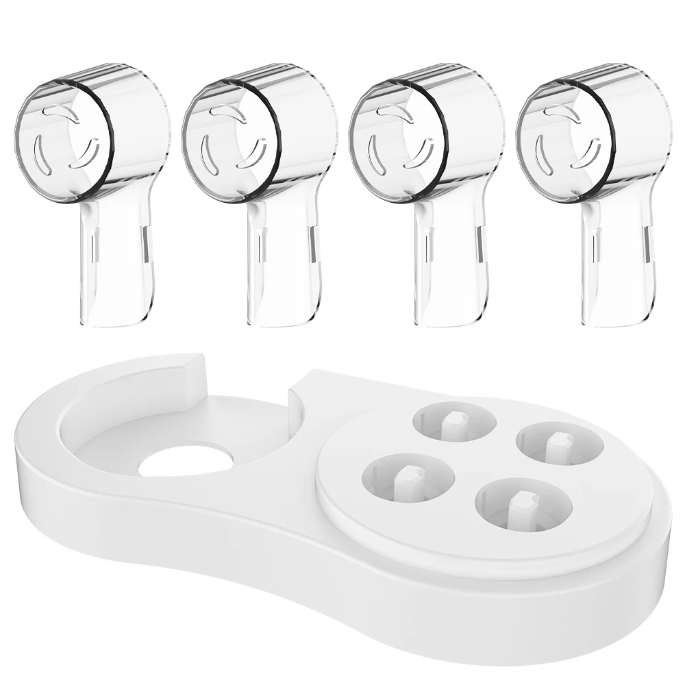 Electric Toothbrush Holder Stand & Replacement Brush Heads Dustproof Cover Caps Compatible with All Oral B Electric Toothbrushes