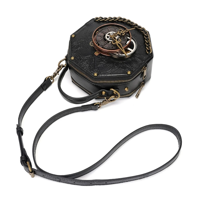 Steampunk PU Leather Messenger Bag Gothic Handbag Retro Handheld Crossbody Shoulder Bags Satchel