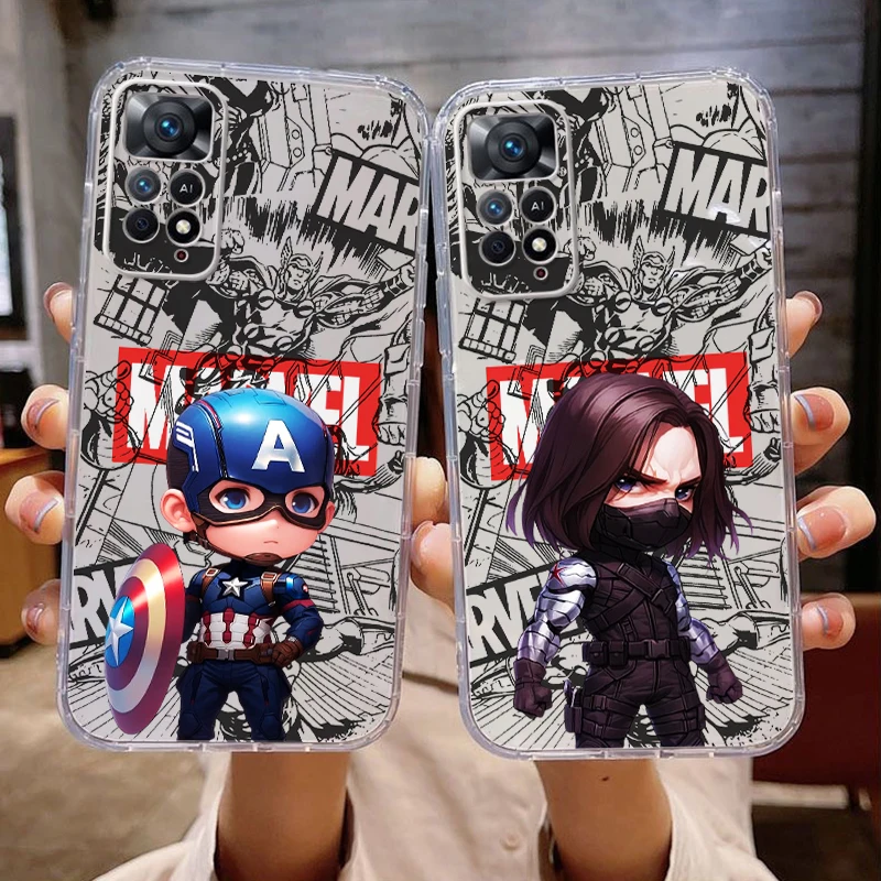 Captain America Bucky Barnes For Xiaomi Redmi Note 12 11 11S 11T 10 10S 10T 9 8T 8 Pro Plus Phone Case Liquid Silicone Shell