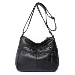 Women's Leisure PU Leather Shoulder Bags Designer Multi-layer Large Capacity Waterproof Female Fashion Versatile Crossbody Bags