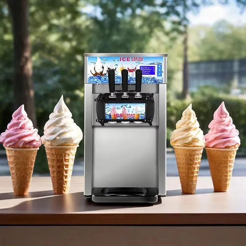 

High-Efficiency Commercial Soft Serve Ice Cream Machine Sundae Cone Automatic Stainless Steel Dessert Maker Ice Cream Machine