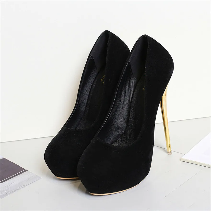 Bild 6: Frauen rote Hochzeits schuhe Herbst Mode Plattform flache weibliche Pumps weiche Herde runde Zehen Super High Heels Party Schuh Größe 41-47