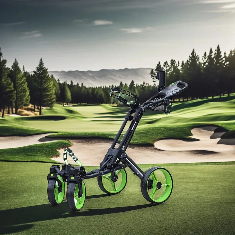 Factory Hot Selling One-Click Folding 4-Rad Golf Push By mit drehbarem Vorderrad