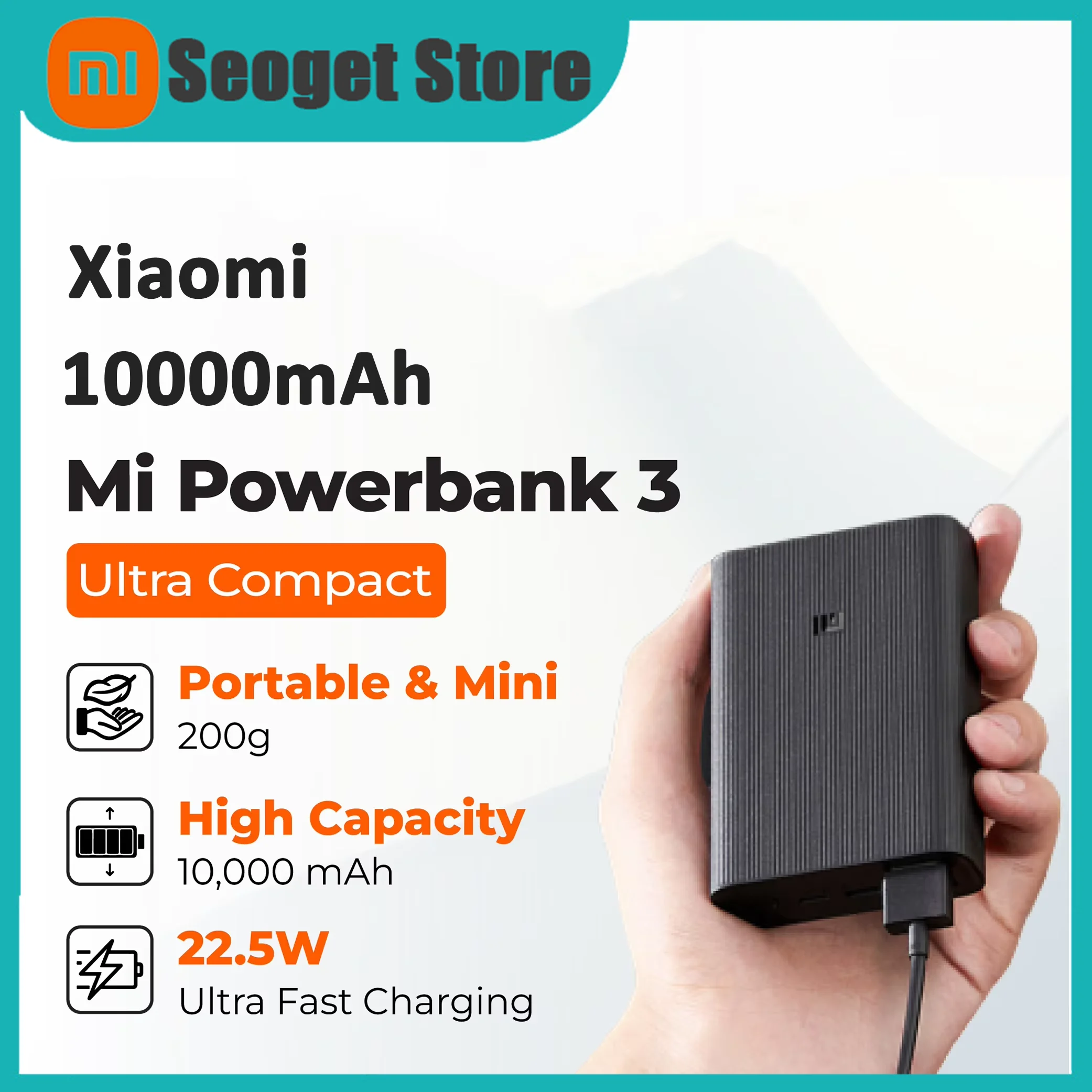 

Xiaomi Mi Powerbank 3 10000mAh Ultra Compact Fast Charging 22.5W PB1022ZM Protable Mini Powerbank 10000mah Xiaomi