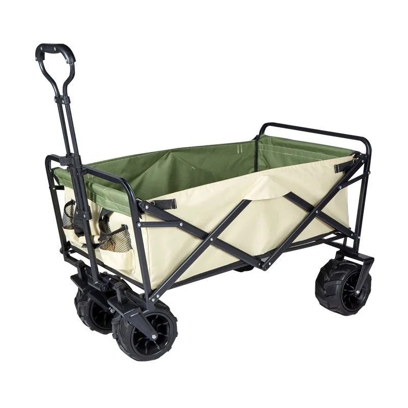 Hot Sale Beach Collapsible Wagon Cart Outdoor Folding Utility Wagon Trolley Cart Portable Silent Big Wheel Portable