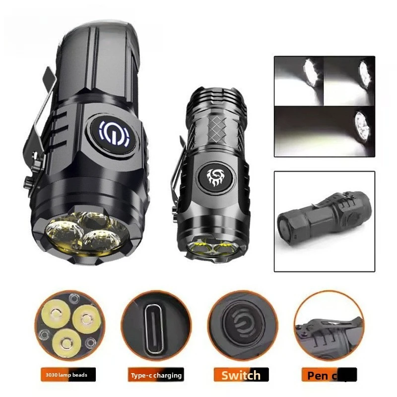 Multifunctional Mini Strong Flashlight Long Lasting Powerful Torch Outdoor Ultra Bright Long Range Camping Handheld Flashlight