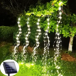 100/200 diod led Solar Fairy Waterfall String Light Outdoor Vine Branch Garland Light Holiday Wedding Christmas Tree decor