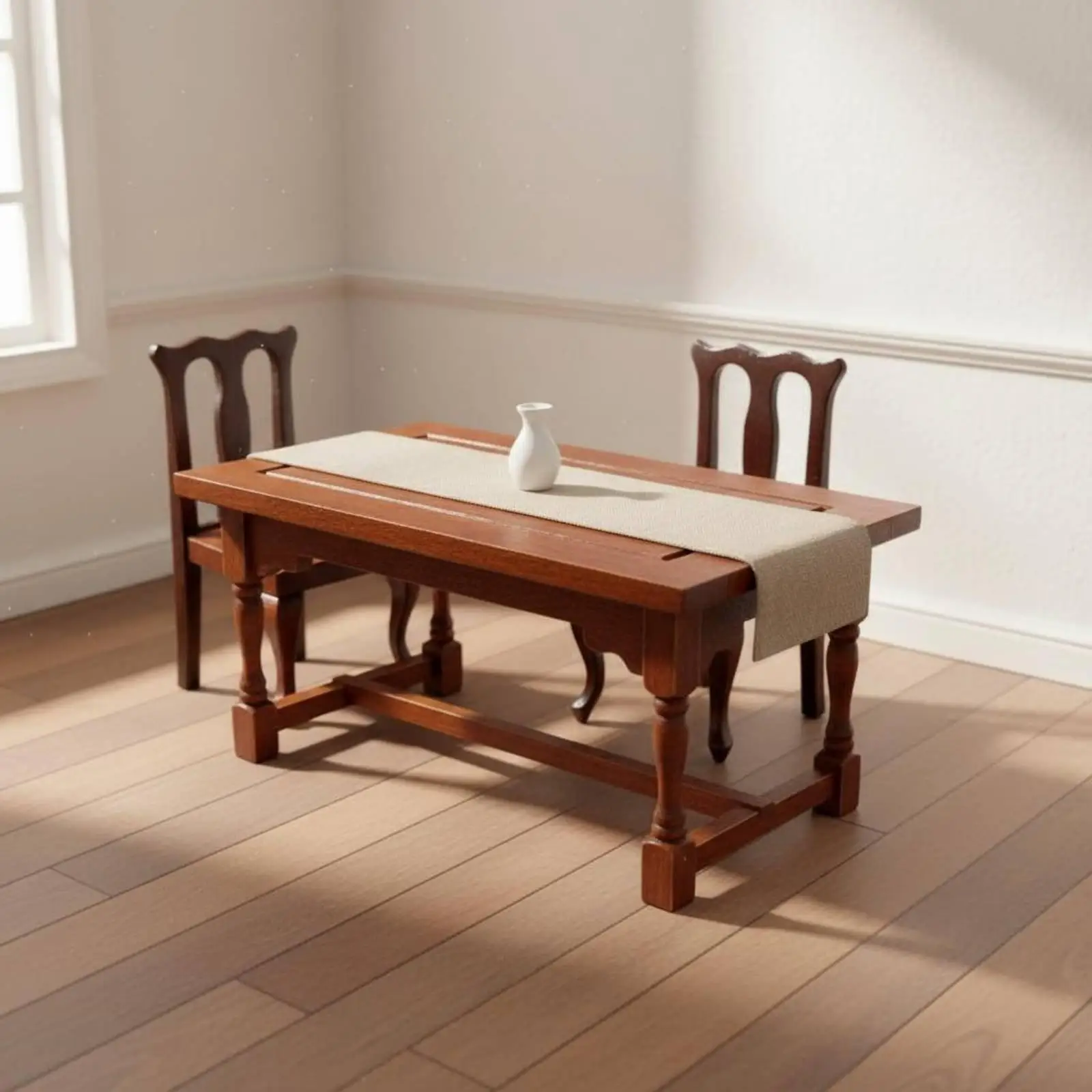 1:12 Scale Dollhouse Table and Chairs Vintage Design for Miniature Scene view 4