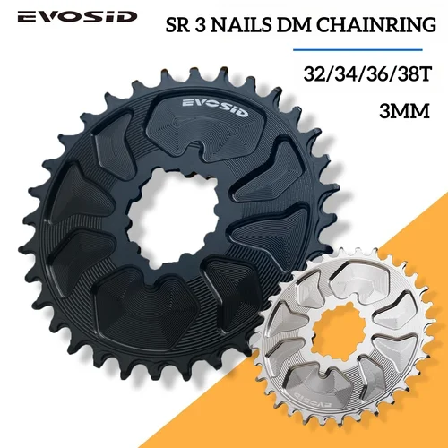 Plato de bicicleta EVOSID MTB 32/34/36/38T 3 clavos de montaje directo rueda de cadena completamente cerrada 3MM de compensación plato ancho estrecho para SRAM DM